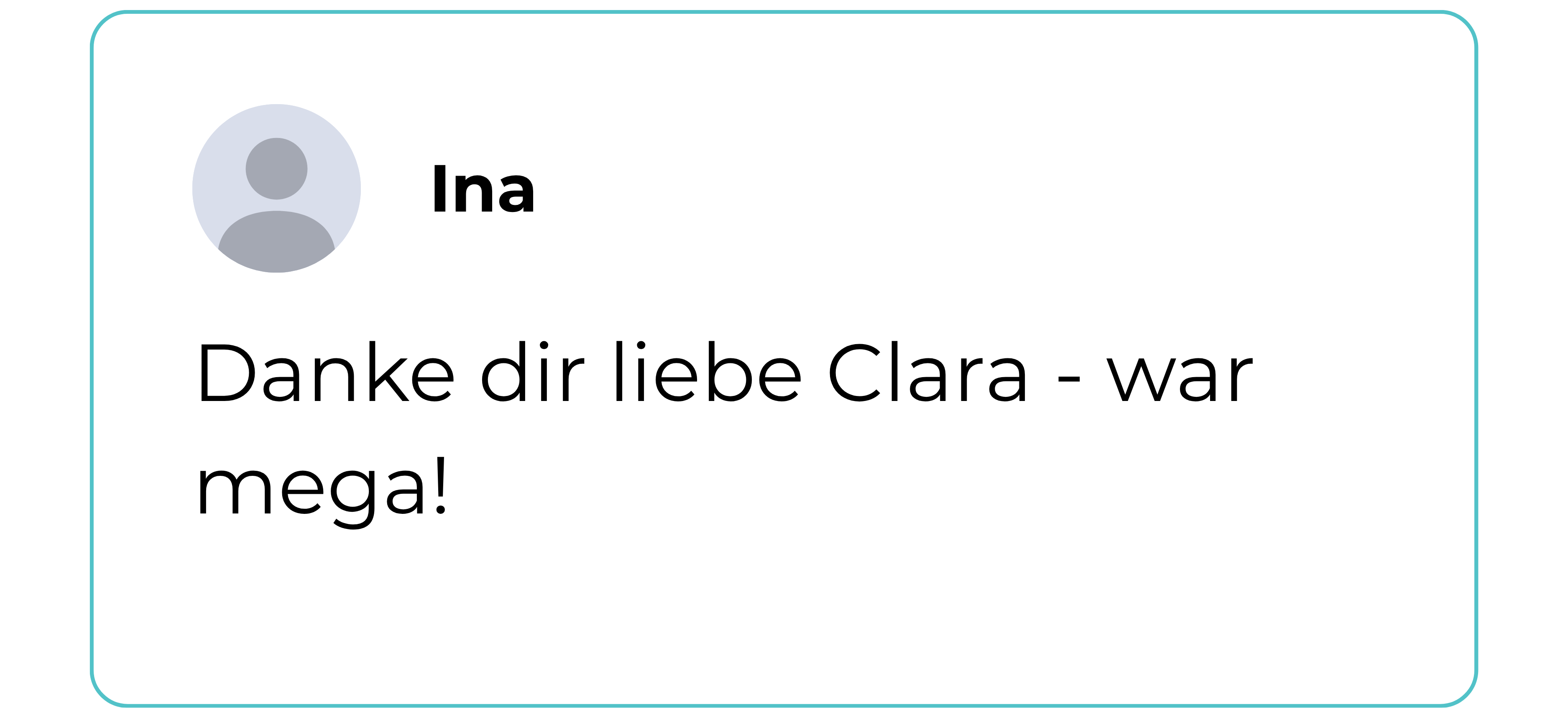Teilnehmerinnen-Feedback zur Masterclass. Ina: Danke dir liebe Clara, war mega!