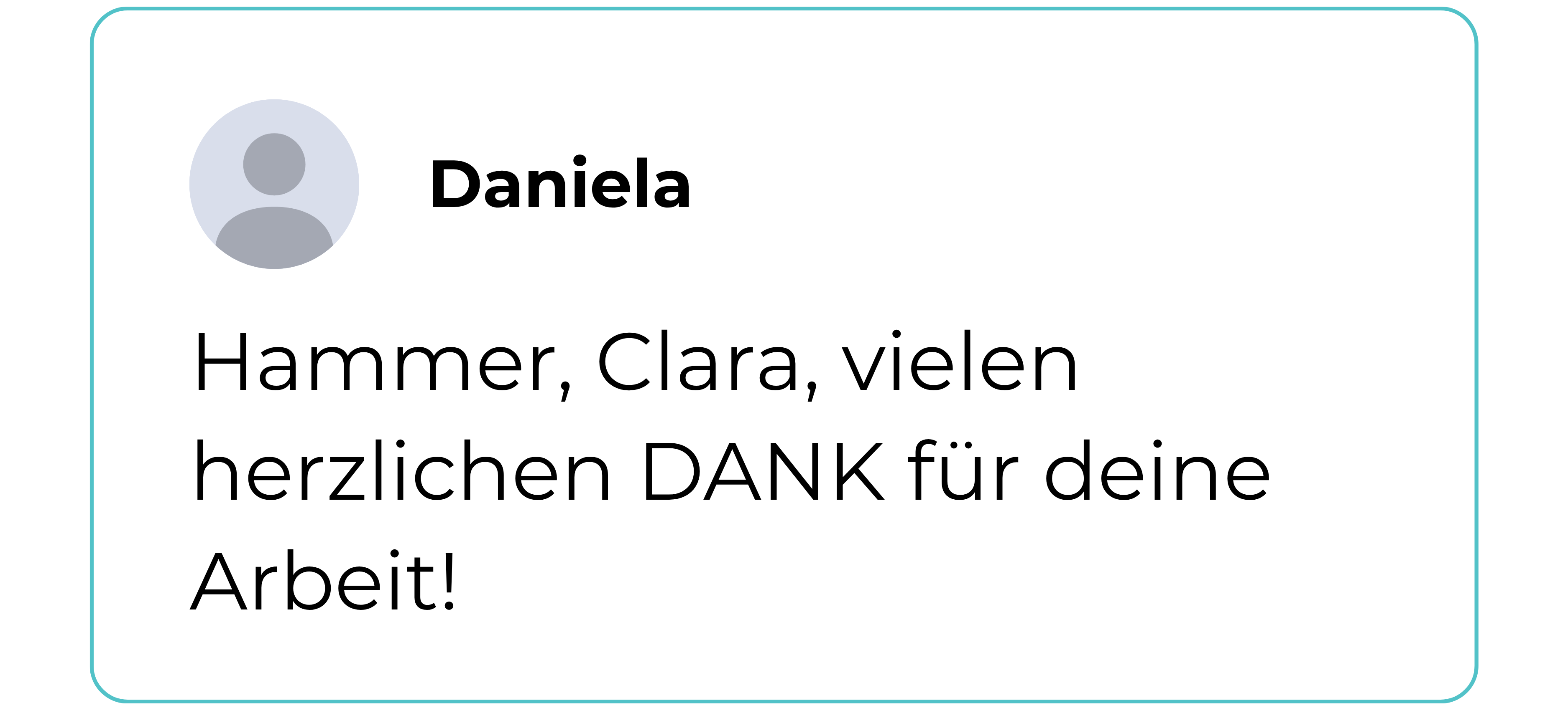Teilnehmerinnen-Feedback zur Masterclass. Daniela: Hammer, Clara, vielen herzlichen Dank für deine Arbeit!